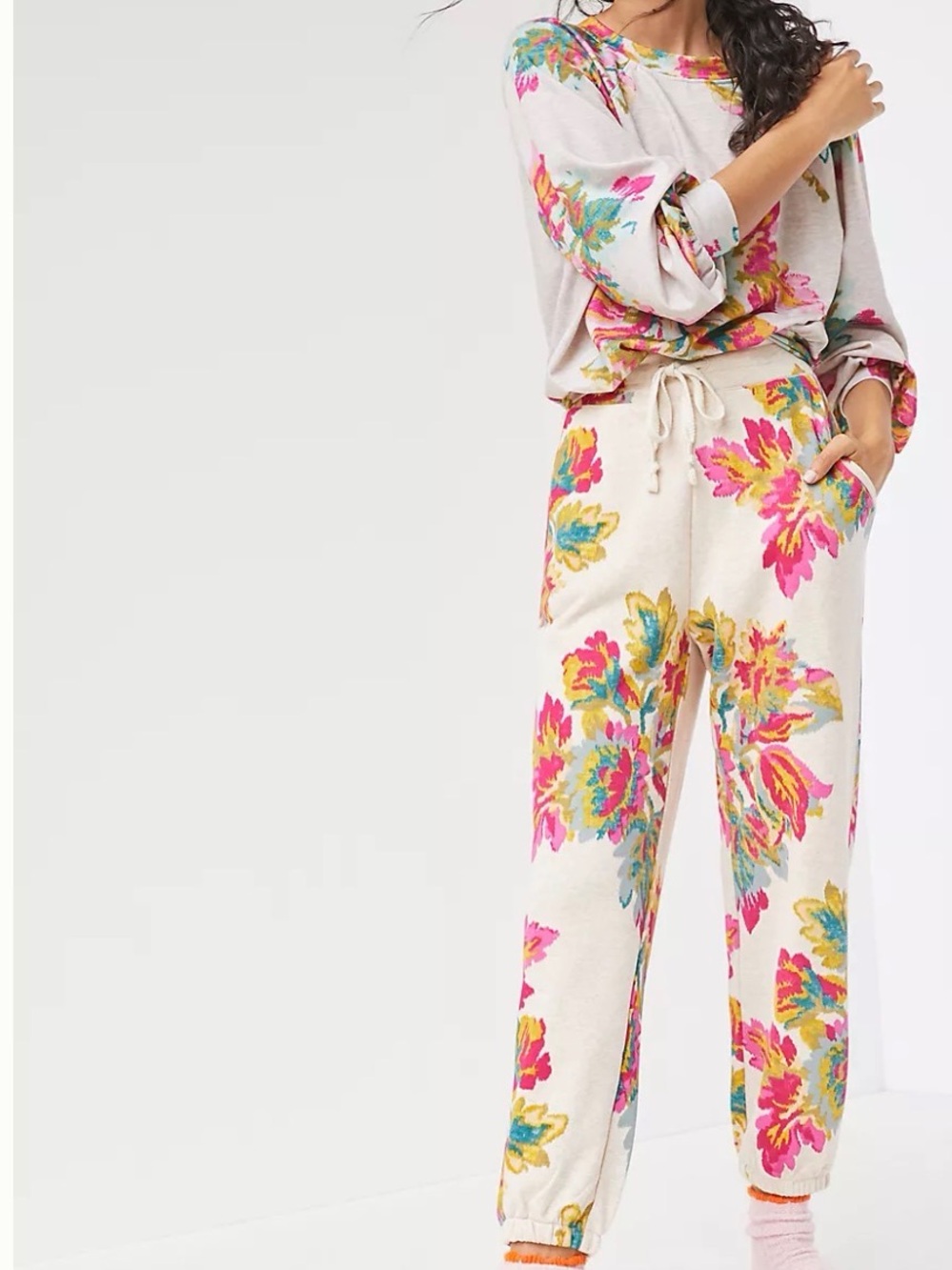 Anthropologie Saturday Sunday Edita Matching Floral Sweatshirt & Jogger Set